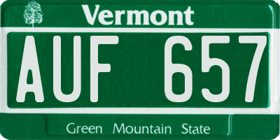 VT license plate AUF657