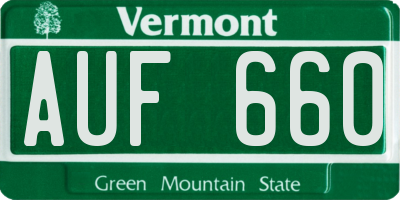 VT license plate AUF660