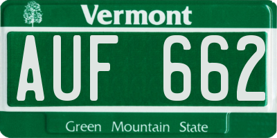 VT license plate AUF662