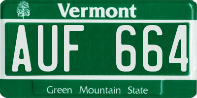 VT license plate AUF664