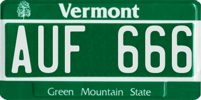 VT license plate AUF666