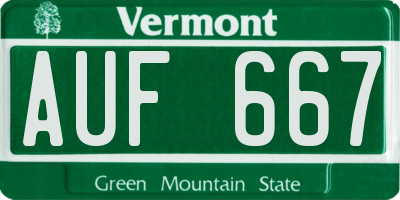VT license plate AUF667