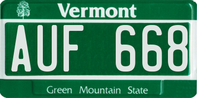 VT license plate AUF668
