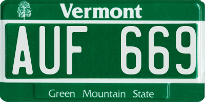 VT license plate AUF669