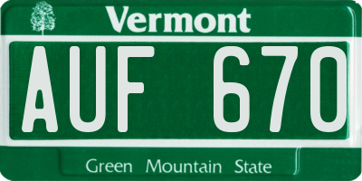 VT license plate AUF670