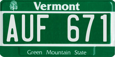 VT license plate AUF671