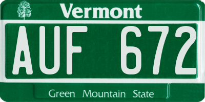 VT license plate AUF672