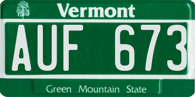 VT license plate AUF673