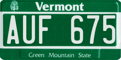 VT license plate AUF675