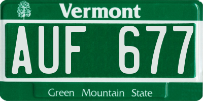 VT license plate AUF677