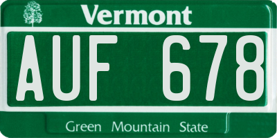 VT license plate AUF678