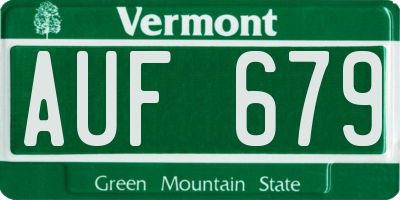 VT license plate AUF679