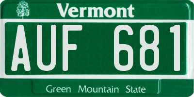 VT license plate AUF681