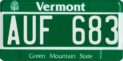VT license plate AUF683
