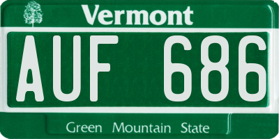 VT license plate AUF686