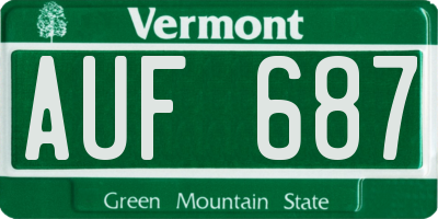 VT license plate AUF687