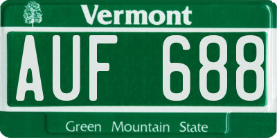 VT license plate AUF688