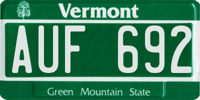 VT license plate AUF692