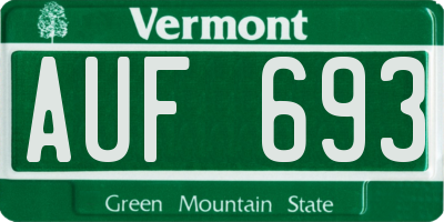 VT license plate AUF693