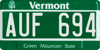 VT license plate AUF694