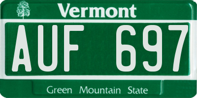 VT license plate AUF697