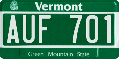 VT license plate AUF701
