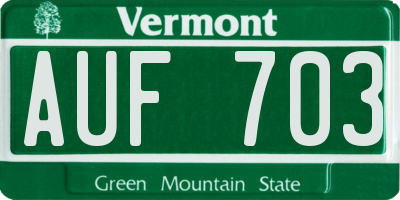 VT license plate AUF703