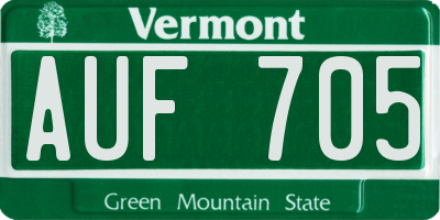 VT license plate AUF705