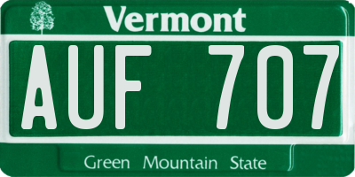 VT license plate AUF707