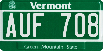 VT license plate AUF708