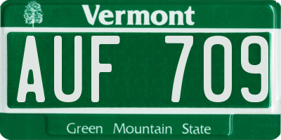 VT license plate AUF709