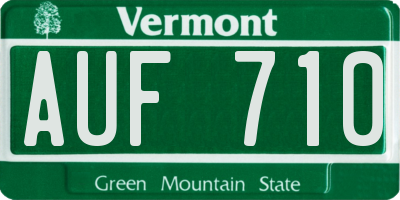 VT license plate AUF710