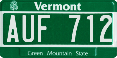 VT license plate AUF712