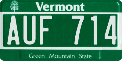 VT license plate AUF714
