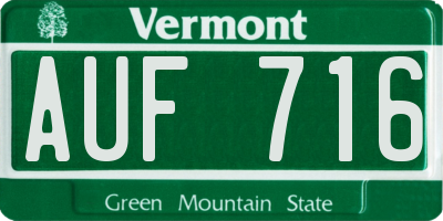 VT license plate AUF716