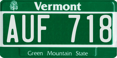 VT license plate AUF718