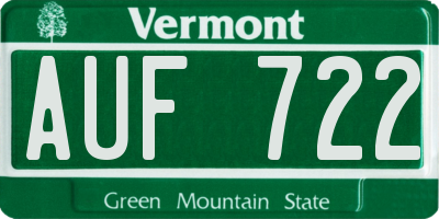 VT license plate AUF722
