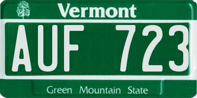 VT license plate AUF723