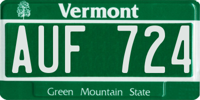 VT license plate AUF724