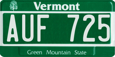 VT license plate AUF725