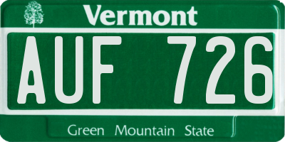VT license plate AUF726