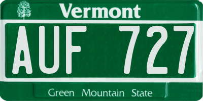 VT license plate AUF727