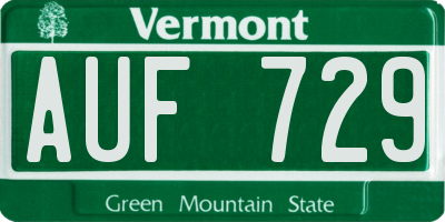 VT license plate AUF729