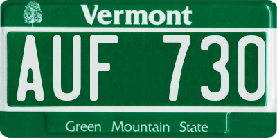 VT license plate AUF730