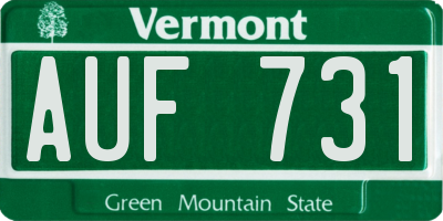 VT license plate AUF731
