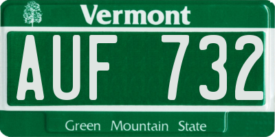 VT license plate AUF732