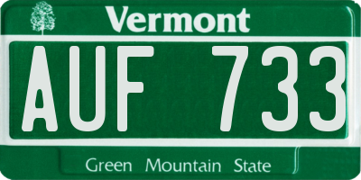 VT license plate AUF733