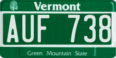 VT license plate AUF738
