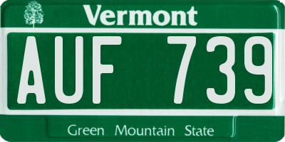 VT license plate AUF739