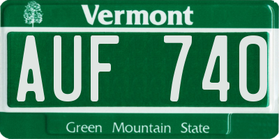 VT license plate AUF740